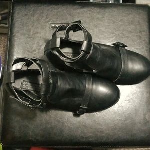 Black ankle buckle booties